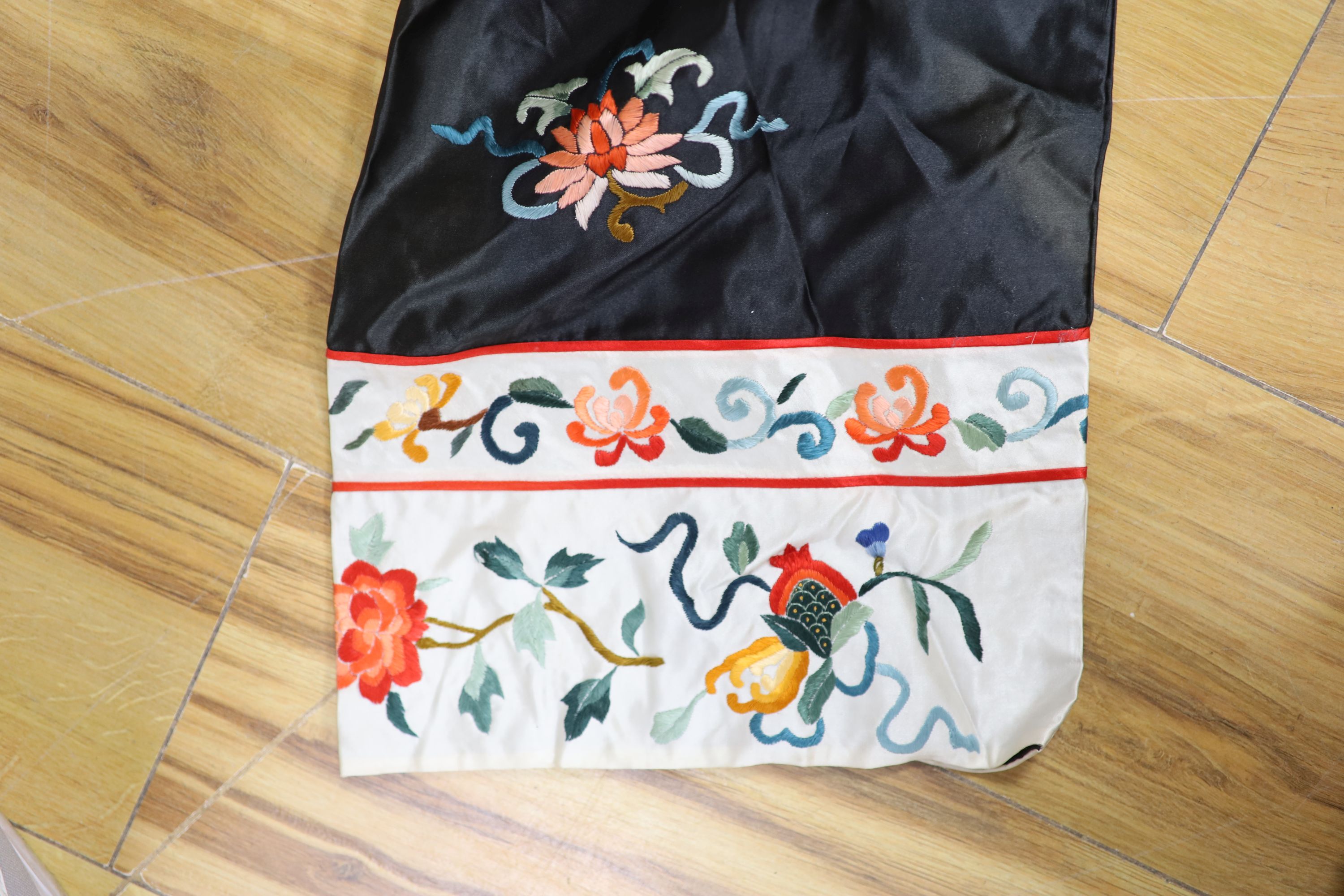 A Chinese silk robe and a waist coat